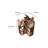 Classic Rubberwood L-Shape Corner Tall Bookcase Brown Image - 23
