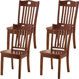 Classic Rubberwood Ladder Slat Back Dining Side Chair Image - 12