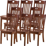 Classic Rubberwood Ladder Slat Back Dining Side Chair Image - 16