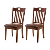Classic Rubberwood Ladder Slat Back Dining Side Chair Image - 2