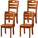 Classic Rubberwood Ladder Slat Back Dining Side Chair Image - 28