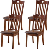 Classic Rubberwood Ladder Slat Back Dining Side Chair Image - 3