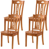 Classic Rubberwood Ladder Slat Back Dining Side Chair Image - 36