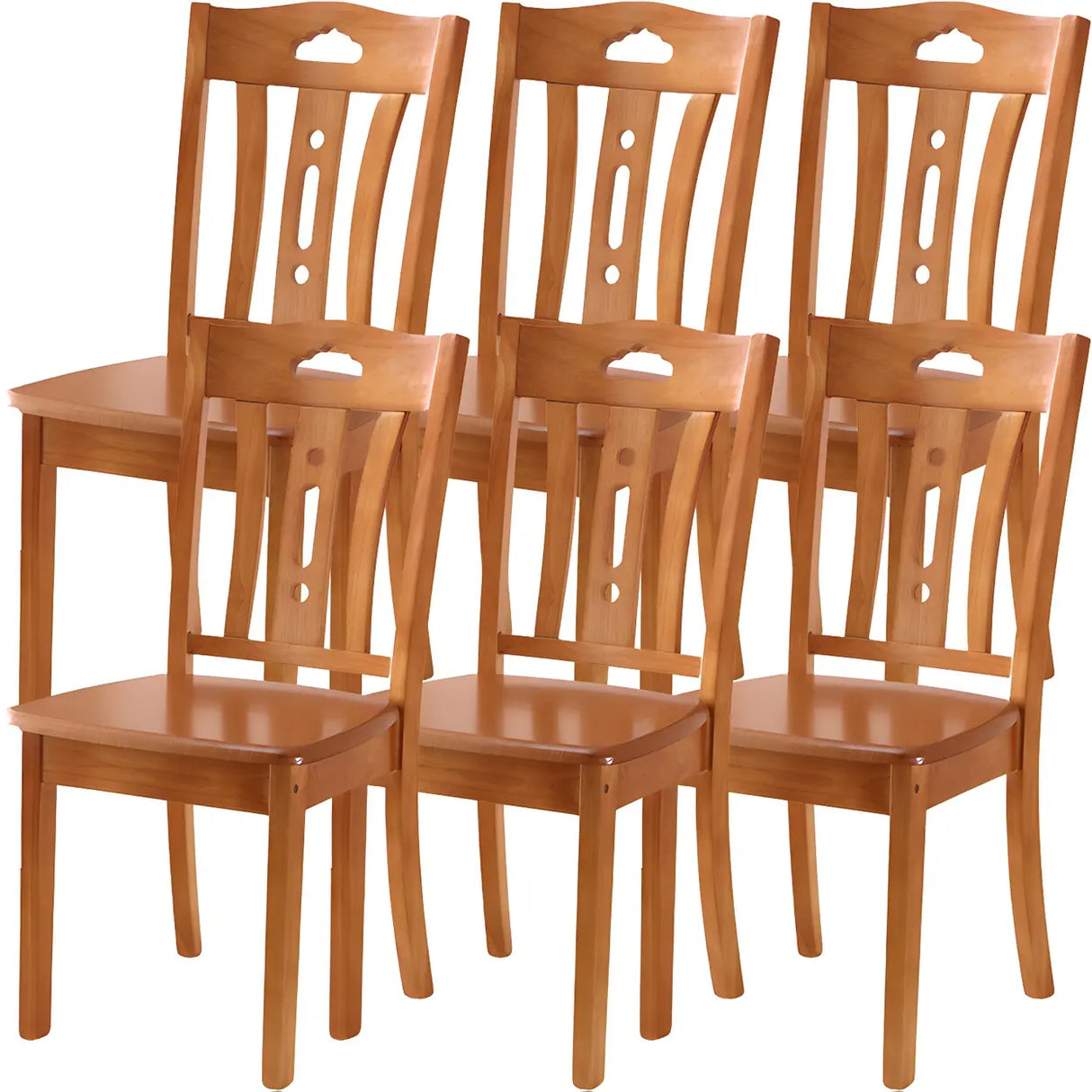 Classic Rubberwood Ladder Slat Back Dining Side Chair Image - 37