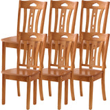 Classic Rubberwood Ladder Slat Back Dining Side Chair Image - 37
