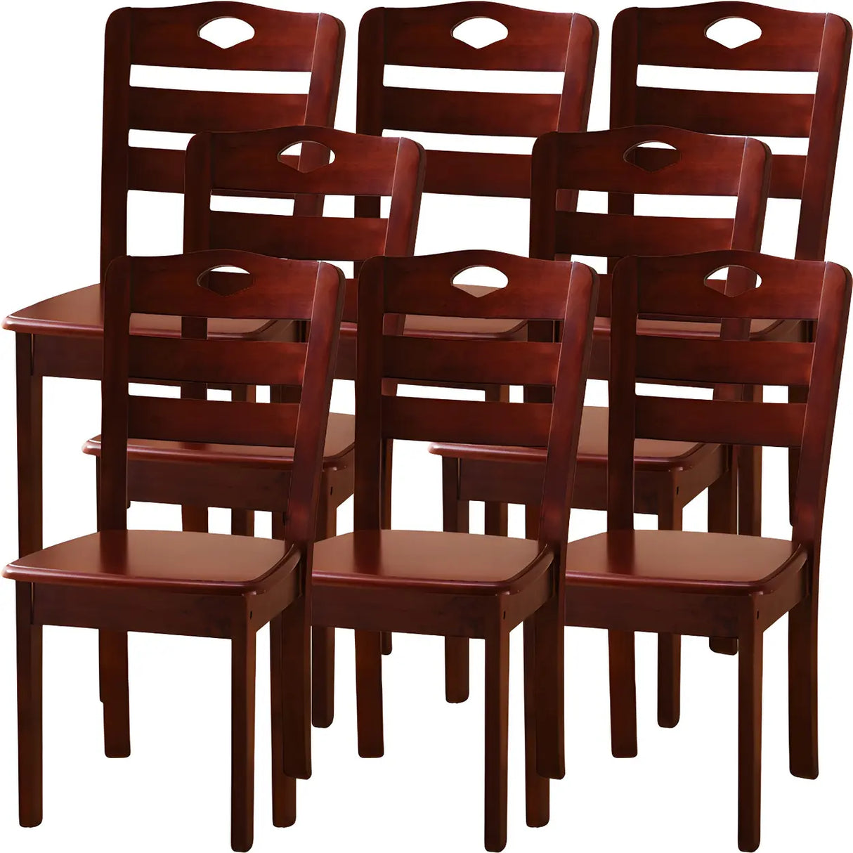 Classic Rubberwood Ladder Slat Back Dining Side Chair Image - 42