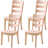 Classic Rubberwood Ladder Slat Back Dining Side Chair Image - 52