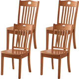 Classic Rubberwood Ladder Slat Back Dining Side Chair Image - 64