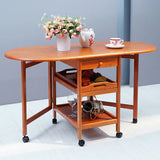 Classic Rubberwood Oval Folding Dining Table Brown Image - 4