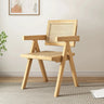 Classic Rubberwood Wicker Rattan Dining Chair with Arms Image - 11