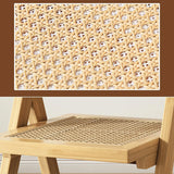 Classic Rubberwood Wicker Rattan Dining Chair with Arms Image - 18