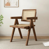 Classic Rubberwood Wicker Rattan Dining Chair with Arms Image - 9
