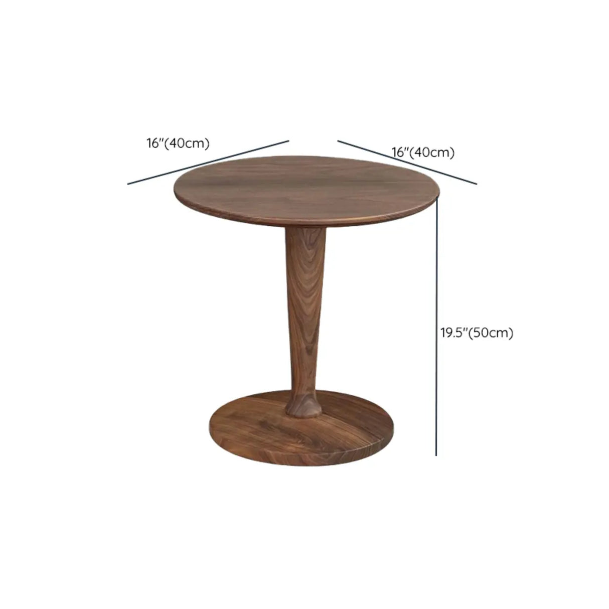 Classic Small Round Walnut Wood Side Table with Pedestal Base Image - 11