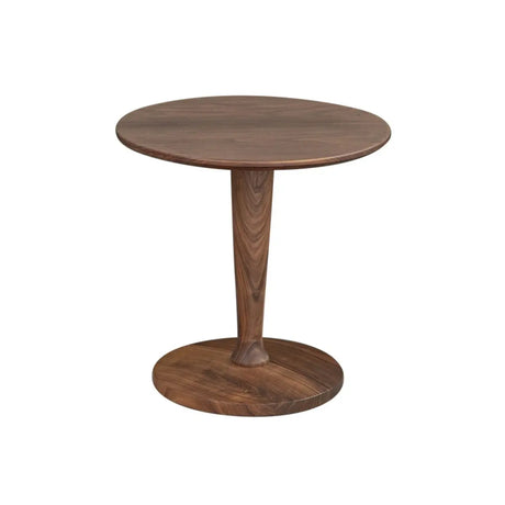Classic Small Round Walnut Wood Side Table with Pedestal Base Image - 2