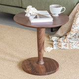 Classic Small Round Walnut Wood Side Table with Pedestal Base Image - 5