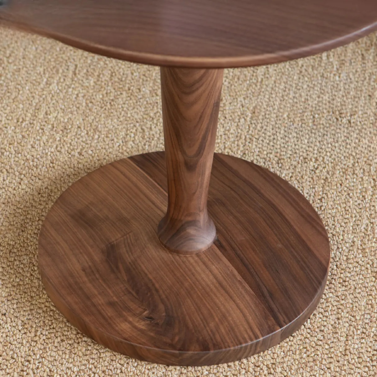 Classic Small Round Walnut Wood Side Table with Pedestal Base Image - 8