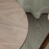 Classic Small Round Walnut Wood Side Table with Pedestal Base Image - 9
