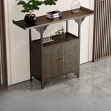 Classic Storage Brown Wood Console Table with Cabinet Image - 16