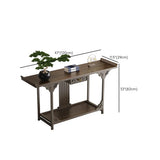 Classic Storage Brown Wood Console Table with Cabinet Image - 22