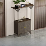 Classic Storage Brown Wood Console Table with Cabinet Image - 17