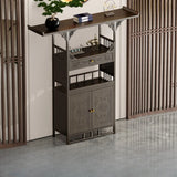 Classic Storage Brown Wood Console Table with Cabinet Image - 19