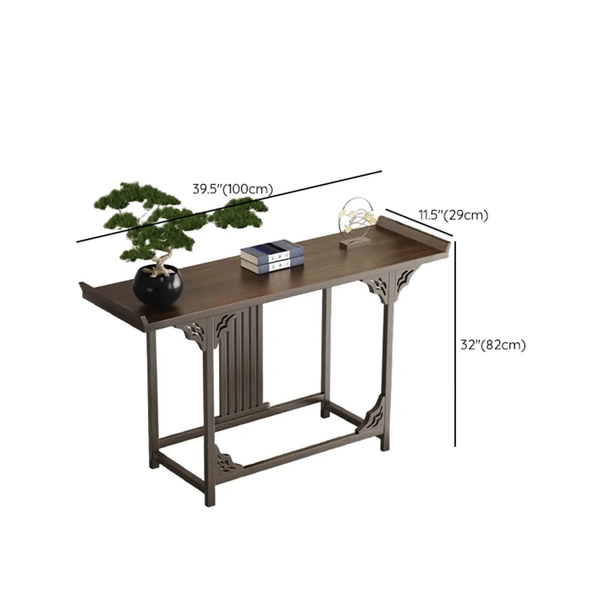 Classic Storage Brown Wood Console Table with Cabinet Image - 25