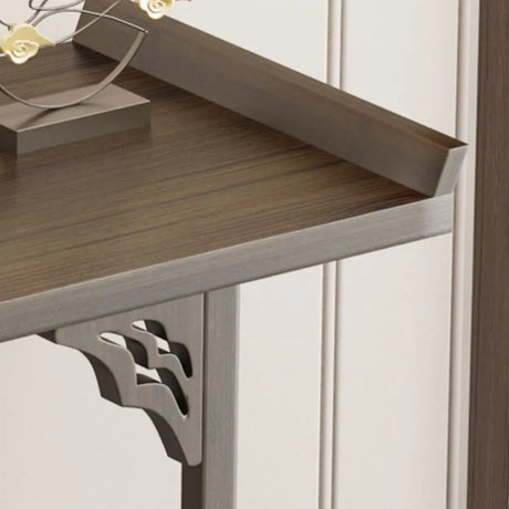 Classic Storage Brown Wood Console Table with Cabinet Image - 8