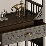 Classic Storage Brown Wood Console Table with Cabinet Image - 9