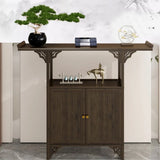 Classic Storage Brown Wood Console Table with Cabinet Image - 3