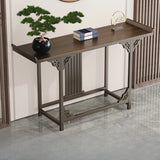Classic Storage Brown Wood Console Table with Cabinet Image - 5