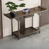 Classic Storage Brown Wood Console Table with Cabinet Image - 11