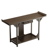 Classic Storage Brown Wood Console Table with Cabinet Image - 6