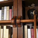 Classic Storage Cabinet Brown Wooden Large Bookcase Image - 10