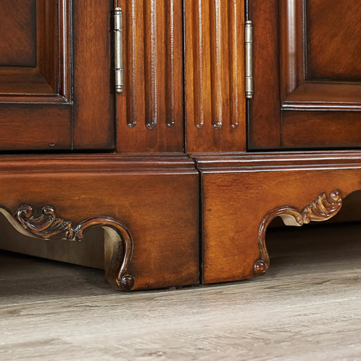 Classic Storage Cabinet Brown Wooden Large Bookcase Image - 12