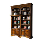 Classic Storage Cabinet Brown Wooden Large Bookcase Image - 3