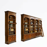 Classic Storage Cabinet Brown Wooden Large Bookcase Image - 6