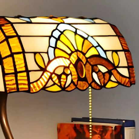 Classic Tiffany Style Banker Stained Glass Table Lamp Image - 2