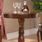 Classic Traditional Brown Wood Round Pedestal Bar Table Image - 3