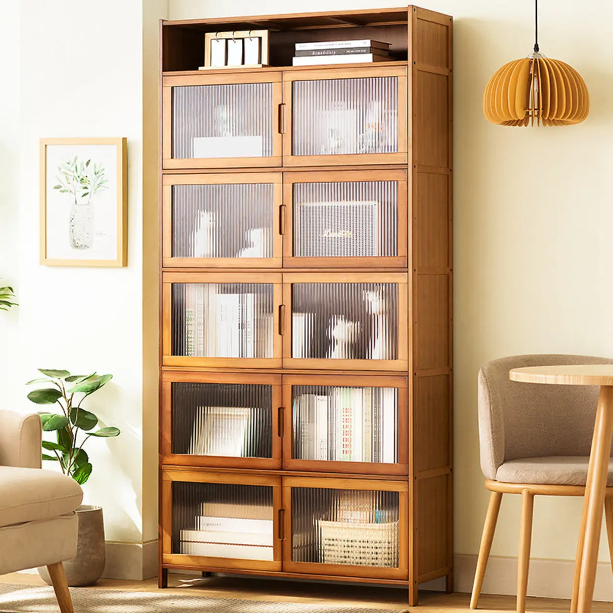 Classic Vertical Cabinets Brown Wood Barrister Bookcase Image - 1