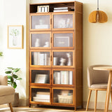 Classic Vertical Cabinets Brown Wood Barrister Bookcase Image - 1