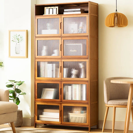 Classic Vertical Cabinets Brown Wood Barrister Bookcase Image - 1