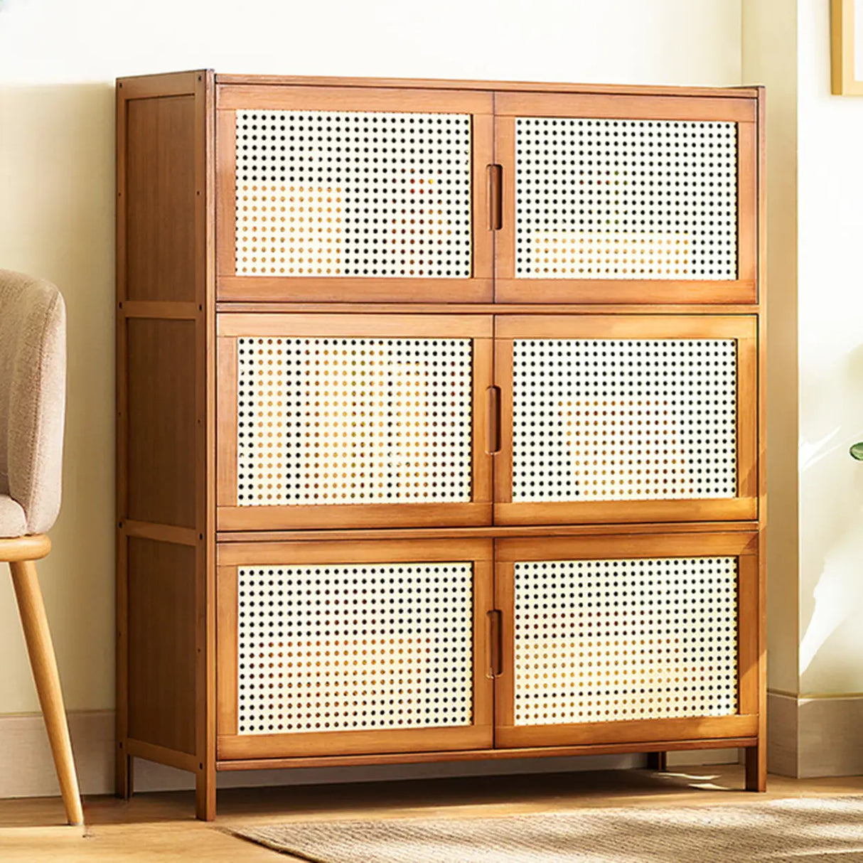Classic Vertical Cabinets Brown Wood Barrister Bookcase Image - 10