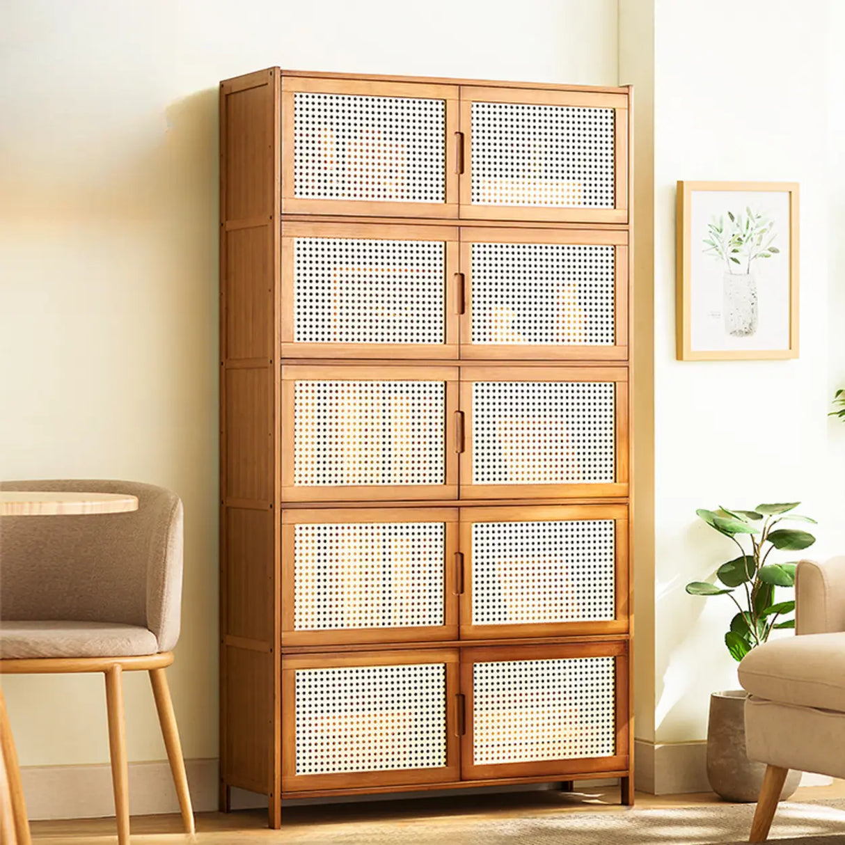 Classic Vertical Cabinets Brown Wood Barrister Bookcase Image - 12