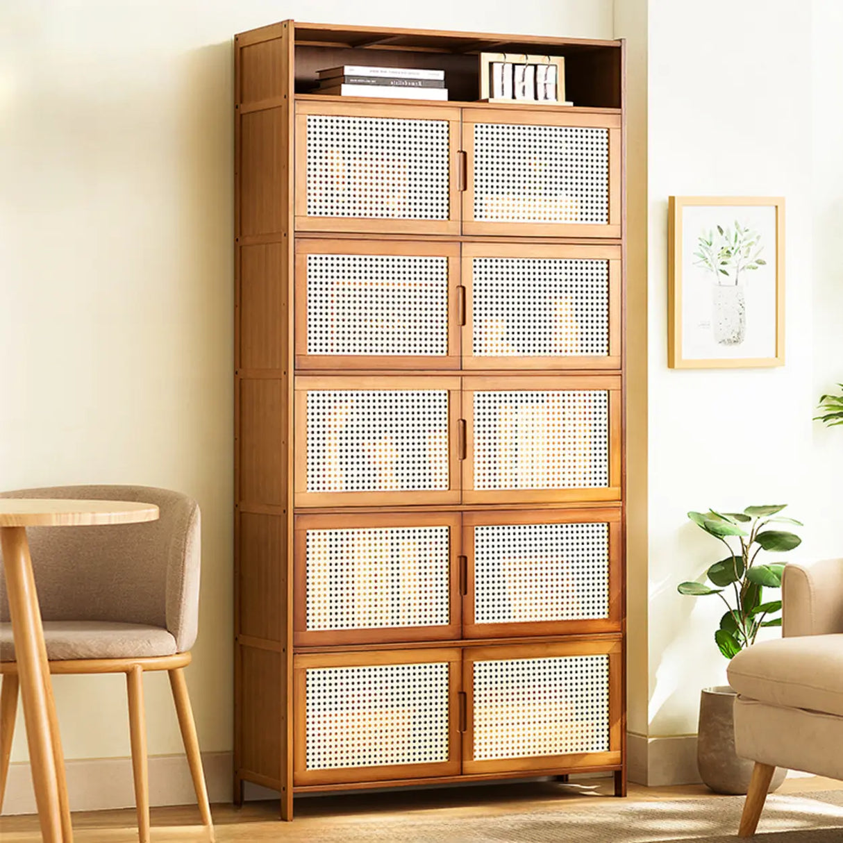 Classic Vertical Cabinets Brown Wood Barrister Bookcase Image - 13