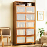 Classic Vertical Cabinets Brown Wood Barrister Bookcase Image - 13