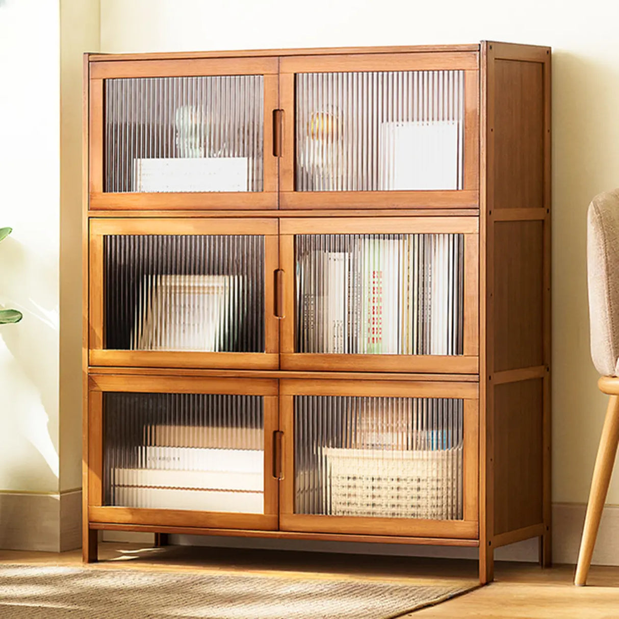 Classic Vertical Cabinets Brown Wood Barrister Bookcase Image - 14