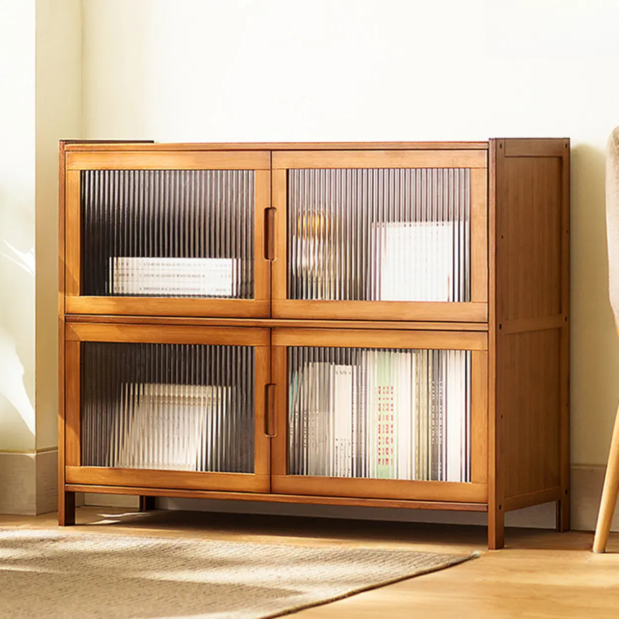 Classic Vertical Cabinets Brown Wood Barrister Bookcase Image - 15