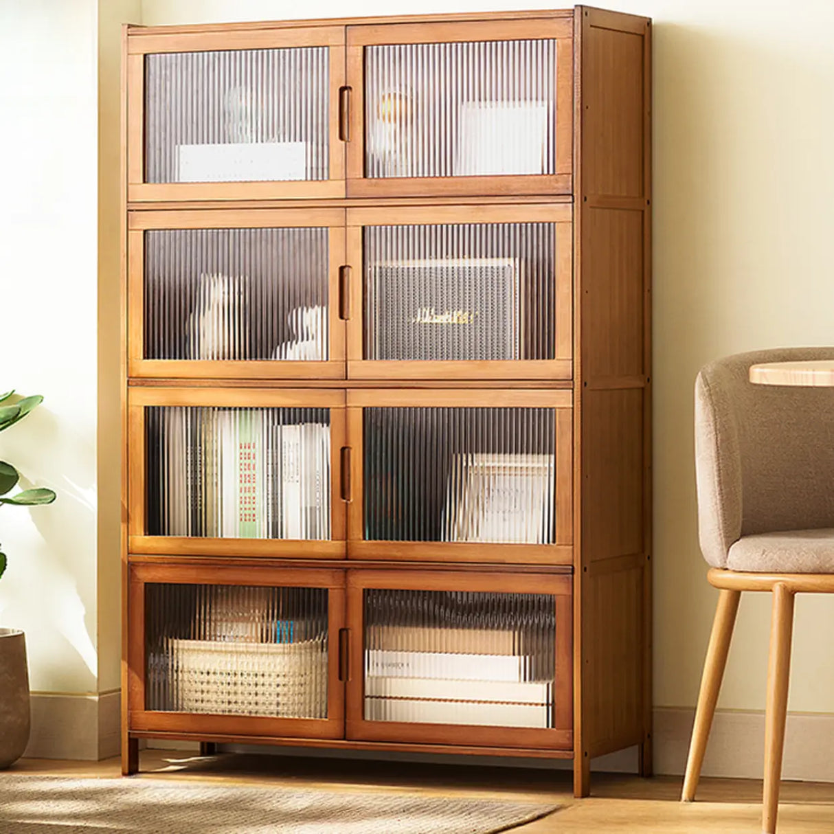 Classic Vertical Cabinets Brown Wood Barrister Bookcase Image - 16