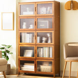 Classic Vertical Cabinets Brown Wood Barrister Bookcase Image - 17