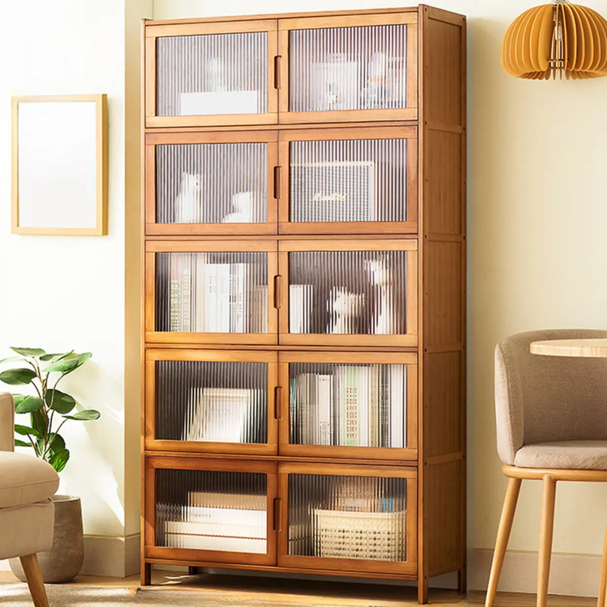 Classic Vertical Cabinets Brown Wood Barrister Bookcase Image - 17